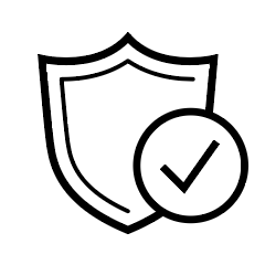 Shield icon with a check mark inside on a white background