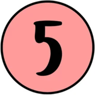 Black number '5' on a pink circle